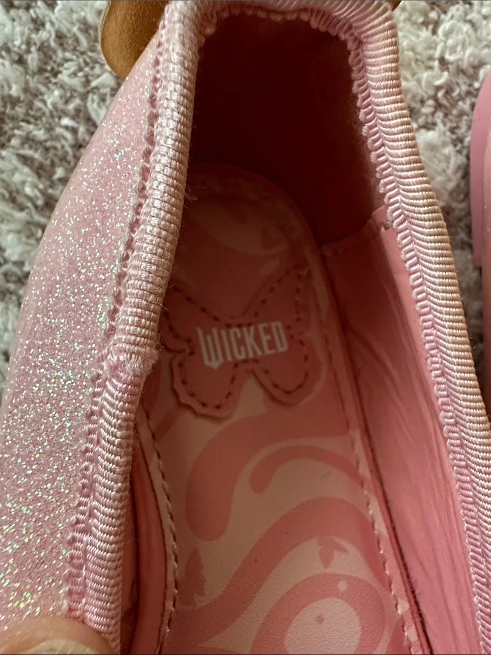 WICKED Pink Glitter Butterfly Flats Sz 8 Girls like new collector dress up